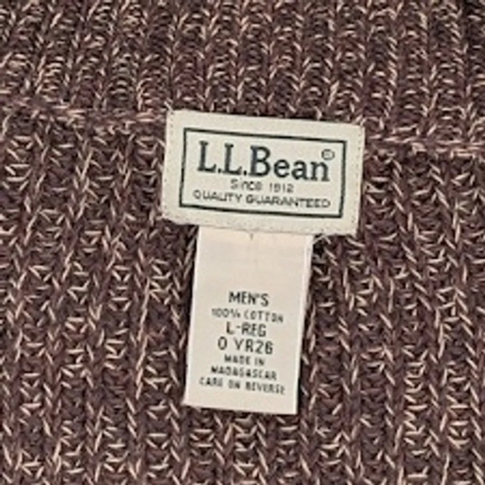 LL Bean Full Zip‎ Cardigan Sweater Mens Large Brown Chunky Knit Gorp GrandpaCore